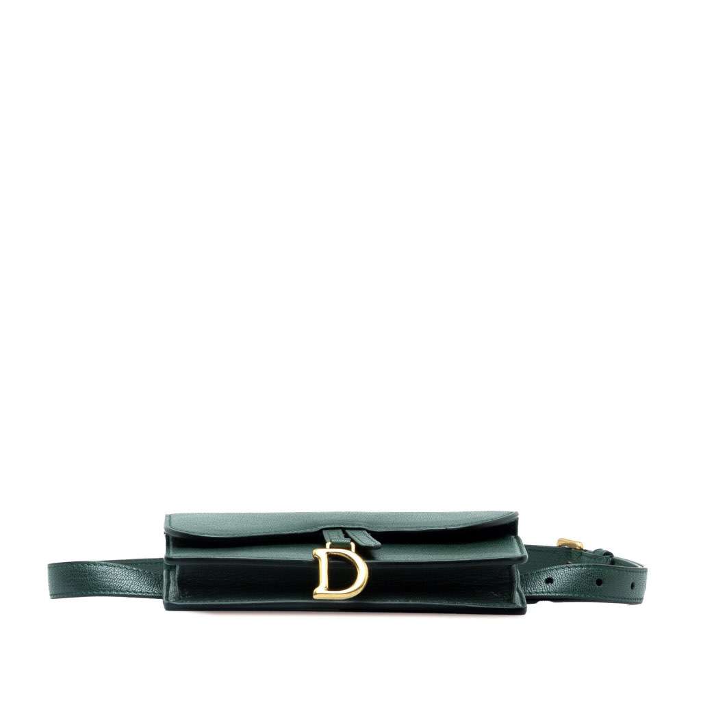 Dior Leather Saddle Belt Bag Green Leather Good - Model View