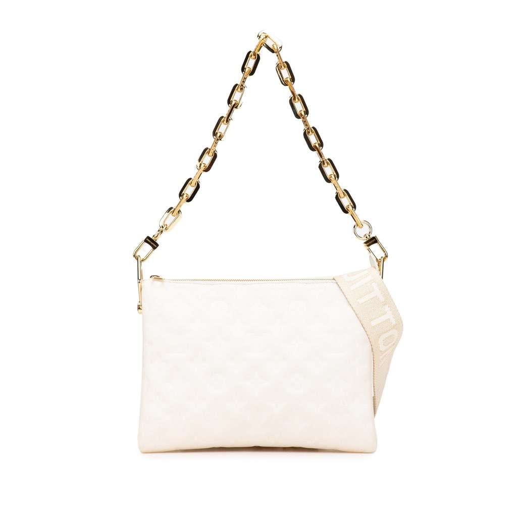 Louis Vuitton Monogram Coussin PM White Leather Very good - Front View