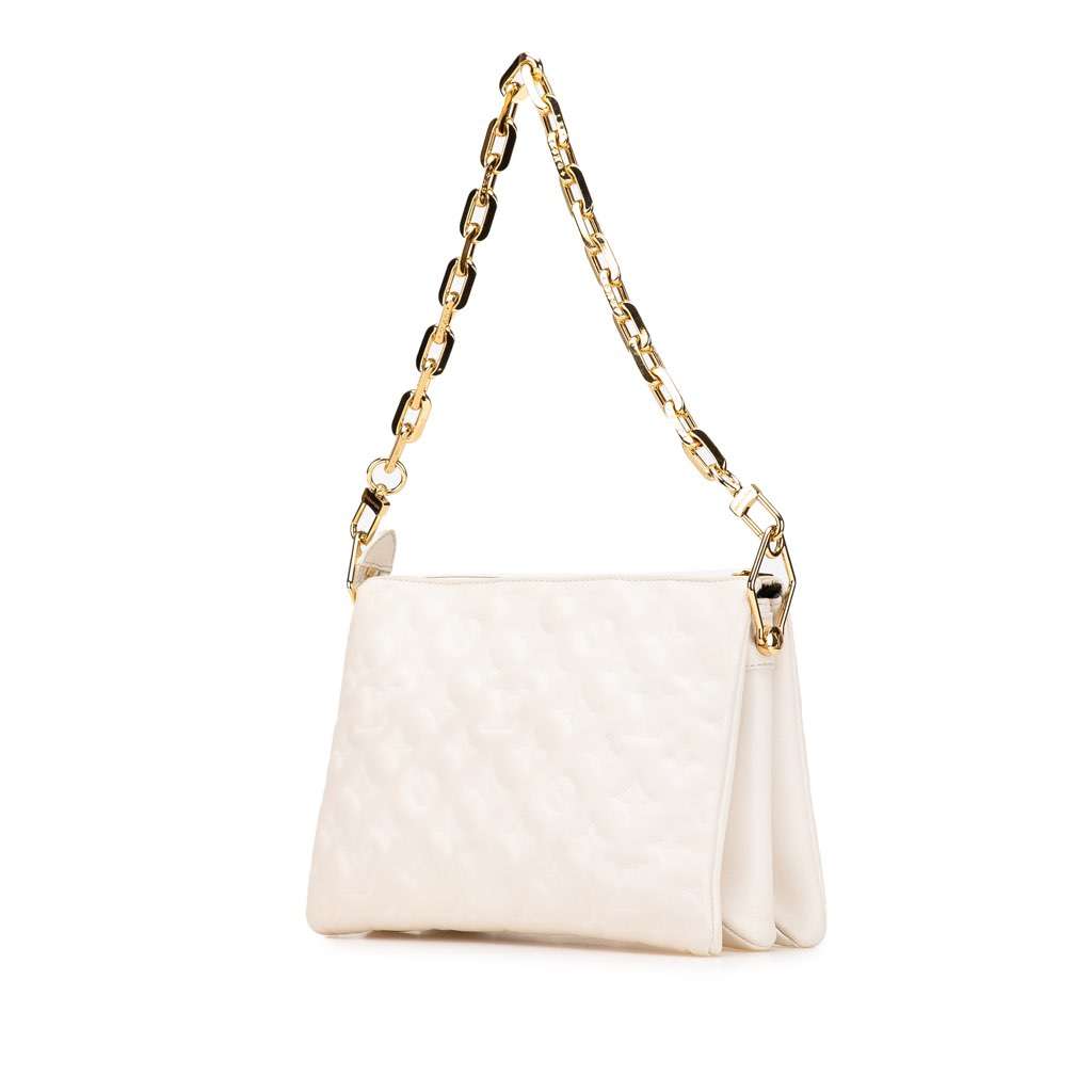 Louis Vuitton Monogram Coussin PM White Leather Very good - Back View