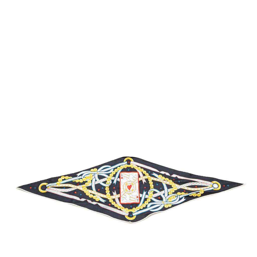 Hermès Dame De Coeur Nano Losange Silk Scarf Black Silk Very good condition - Front View