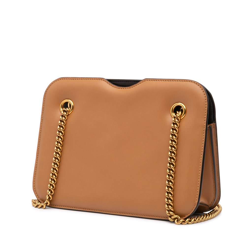 Fendi Calfskin Vitello King Nubuck Pequin Karligraphy Pocket Shoulder Bag Brown Leather Very good - Back View