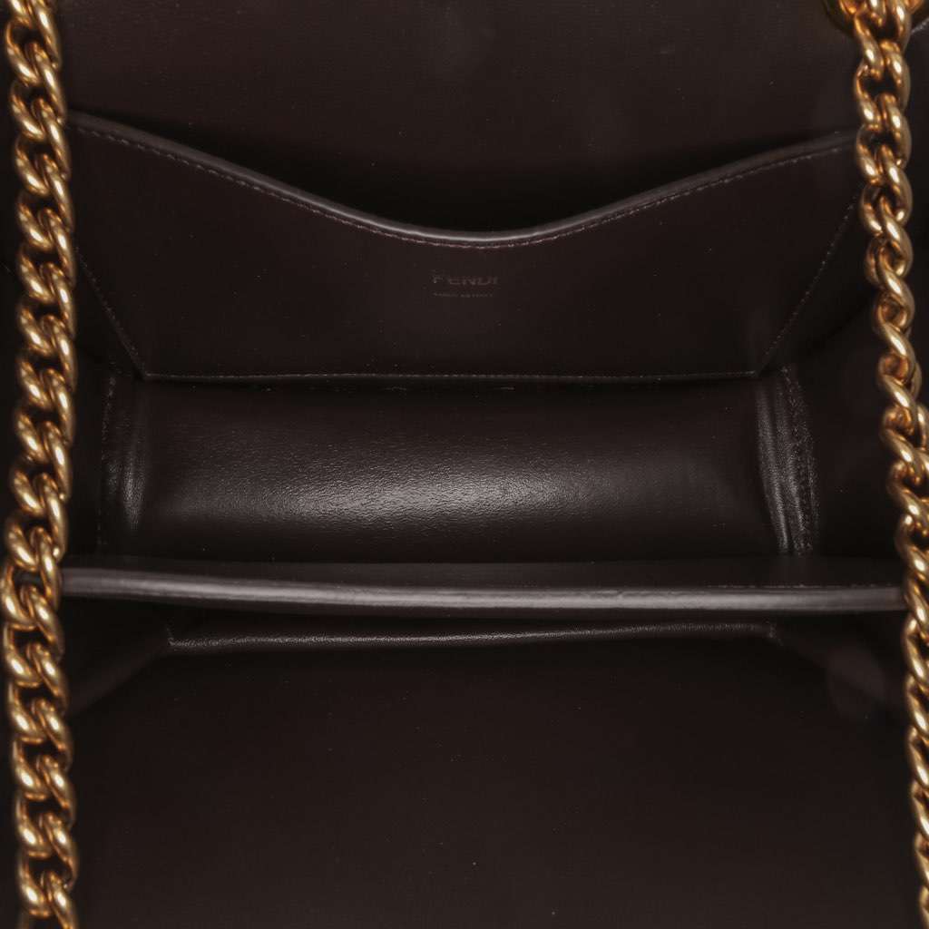 Fendi Calfskin Vitello King Nubuck Pequin Karligraphy Pocket Shoulder Bag Brown Leather Very good - Model View