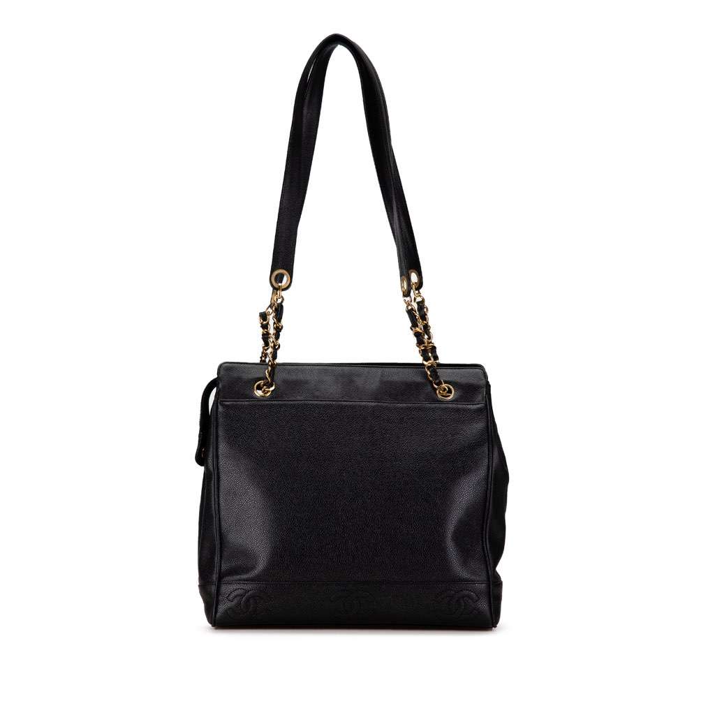 Chanel Triple CC Caviar Shoulder Bag Black Leather Very good - Inside View