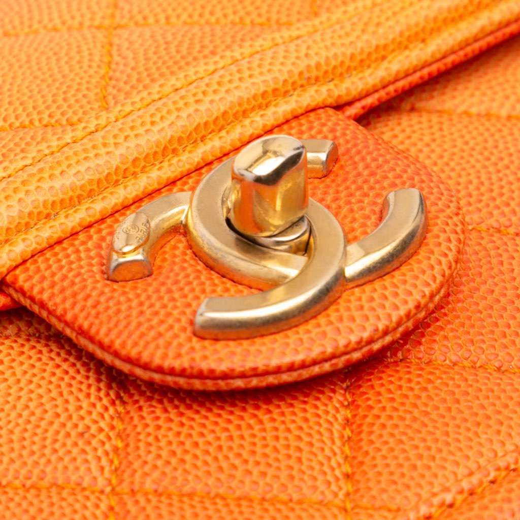Chanel Small Quilted Caviar Sunset On The Sea Flap Orange Leather Very good condition - Box View