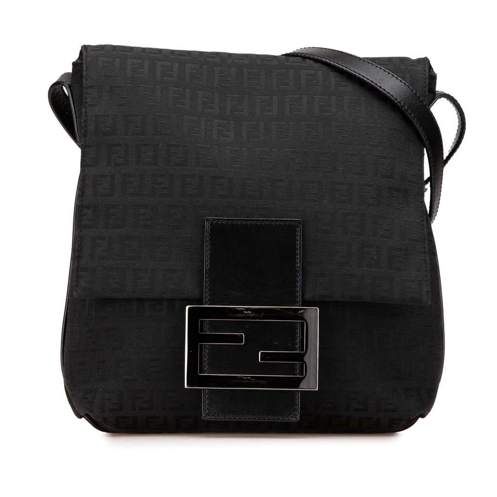 Fendi Zucchino Canvas Crossbody Black Canvas Very good - Front View