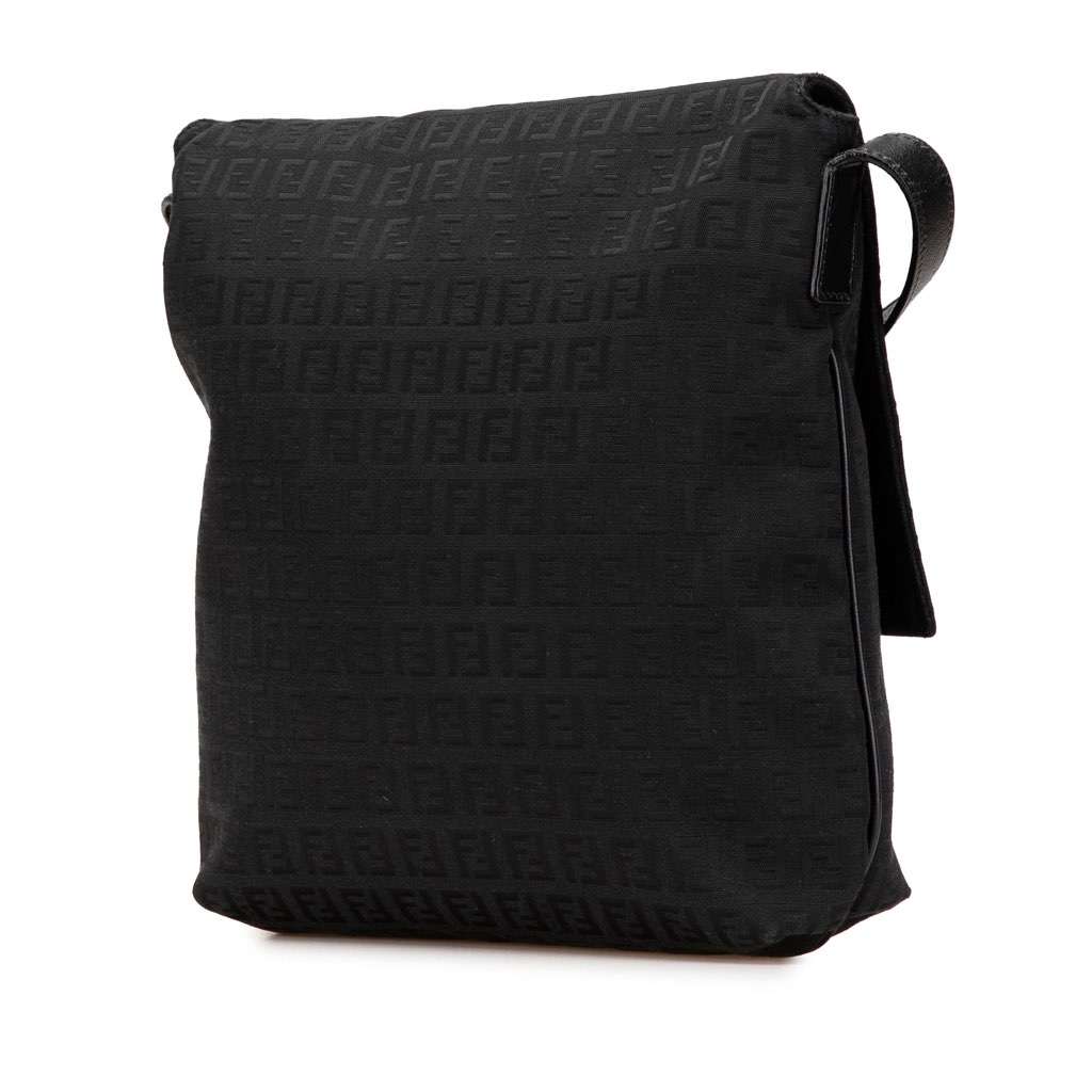 Fendi Zucchino Canvas Crossbody Black Canvas Very good - Back View