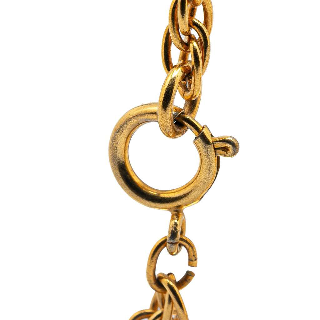 Chanel Gold Plated CC Round Pendant Necklace Gold Metal Good - Inside View