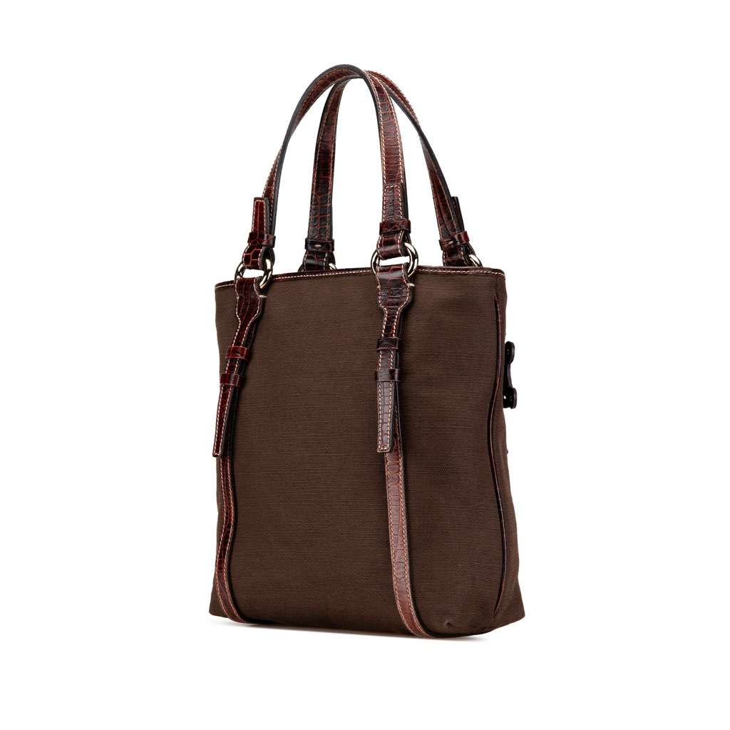 Celine Canvas Tote Brown Canvas Good - Back View