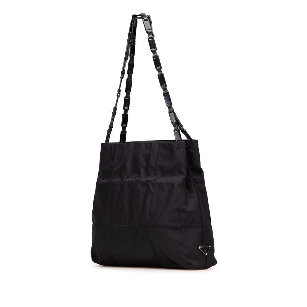 Prada Quilted Tessuto Chain Tote Black Good condition - Back View
