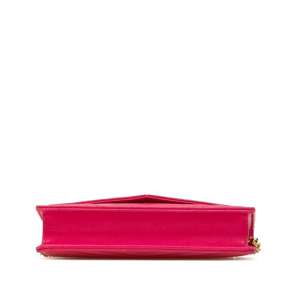 Saint Laurent Grain De Poudre Cassandre Envelope Chain Wallet Pink Leather Very good condition - Inside View