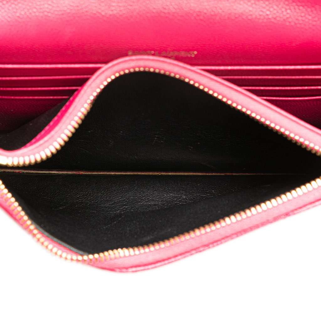 Saint Laurent Grain De Poudre Cassandre Envelope Chain Wallet Pink Leather Very good condition - Model View