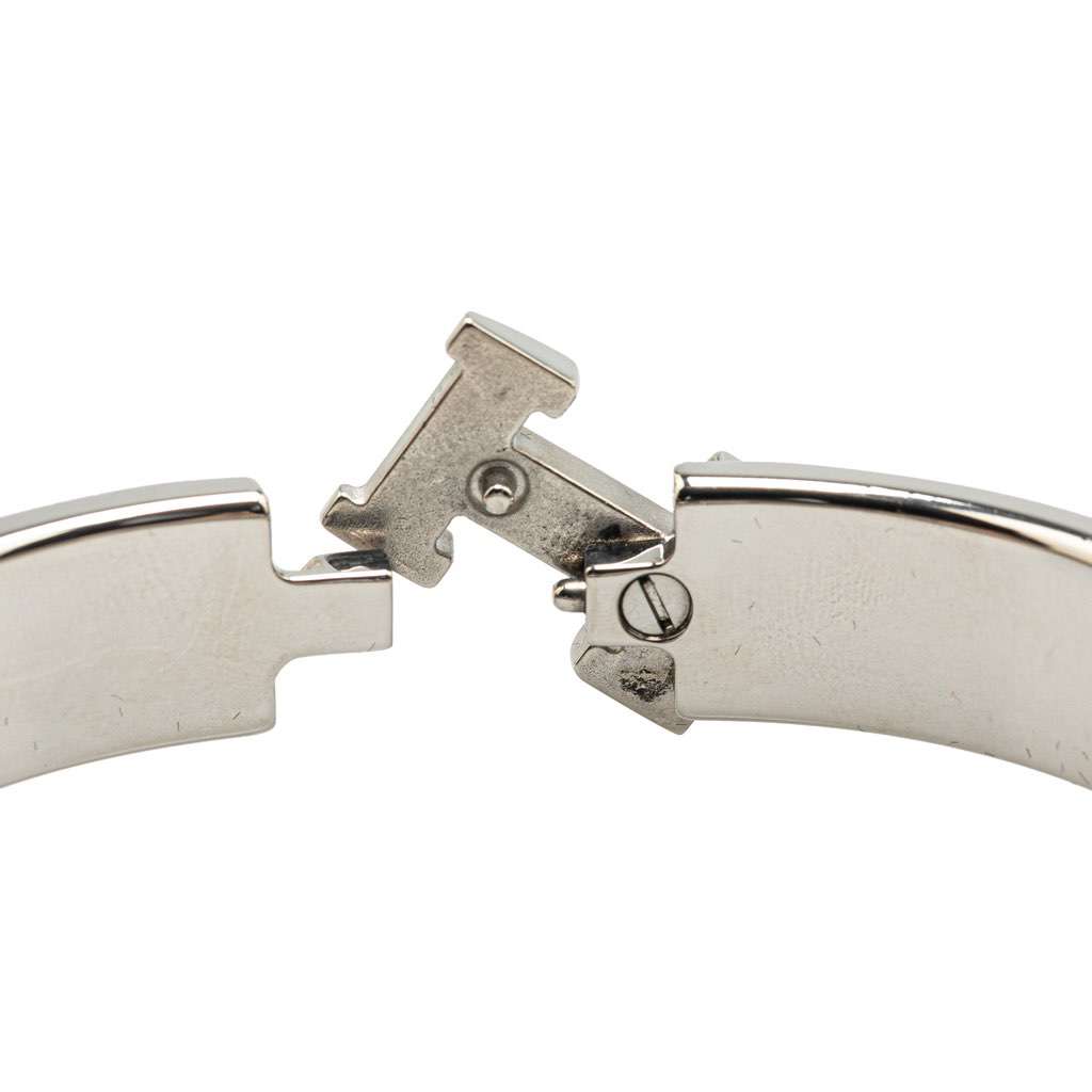 Hermès Narrow Enamel Clic H Bracelet GM Blue Good condition - Box View