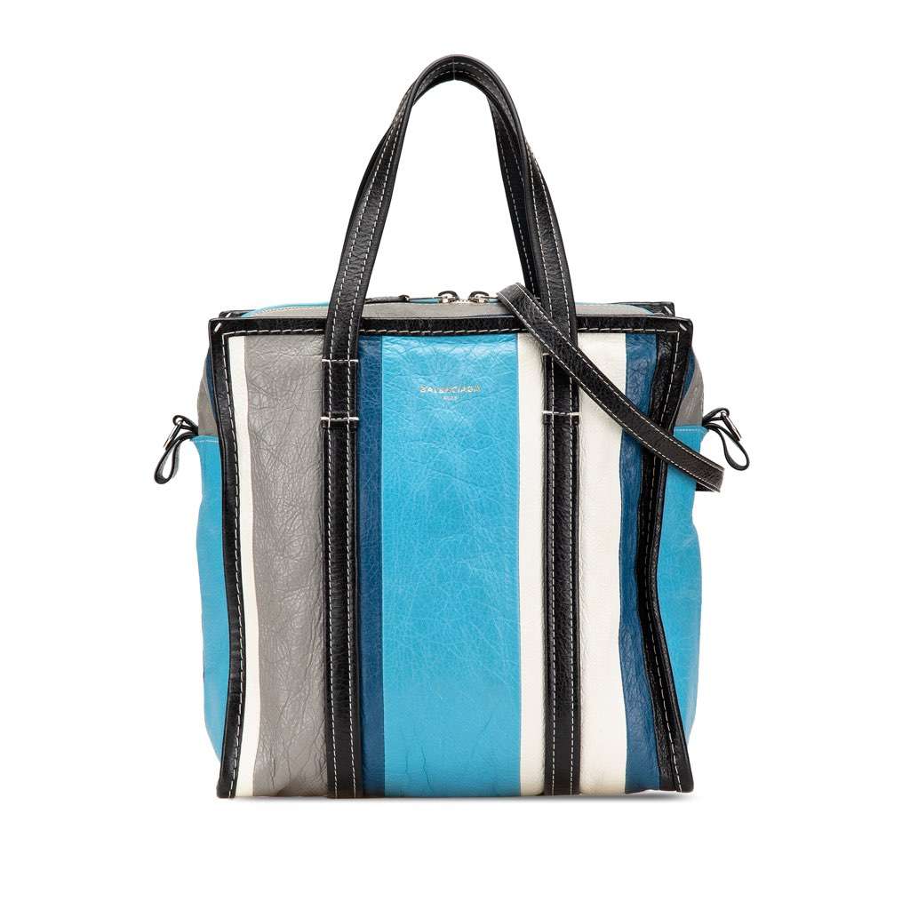 Balenciaga S Lambskin Bazar Shopper Satchel Blue Leather Very good condition - Front View