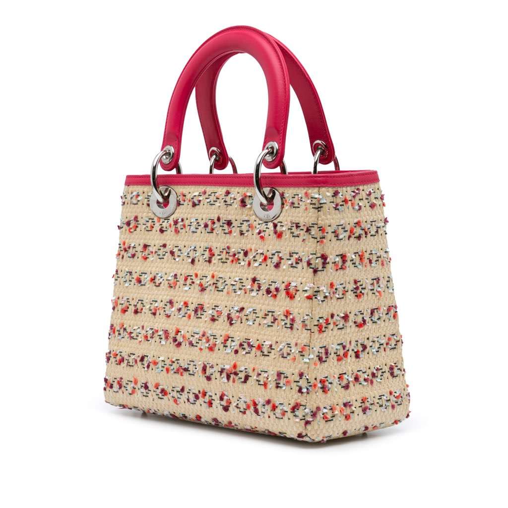 Dior Medium Woven Raffia Lady Dior Brown Fair condition - Back View