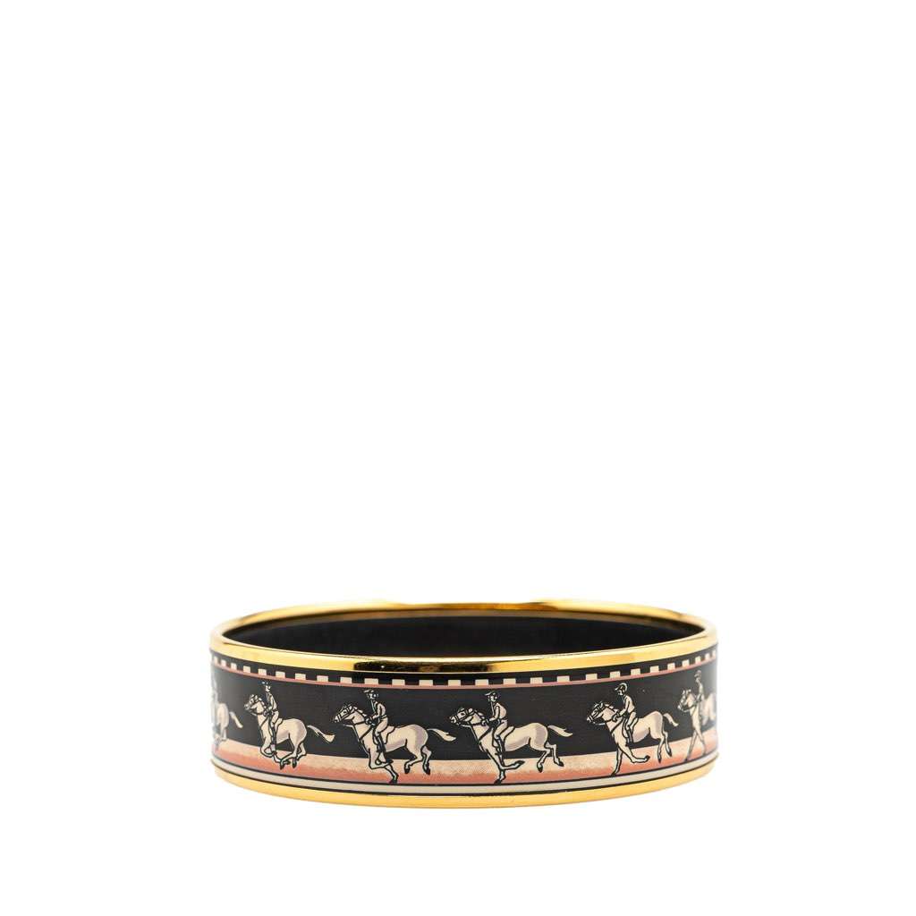 Hermès Wide Horse Enamel Bangle 62 Black Good condition - Inside View