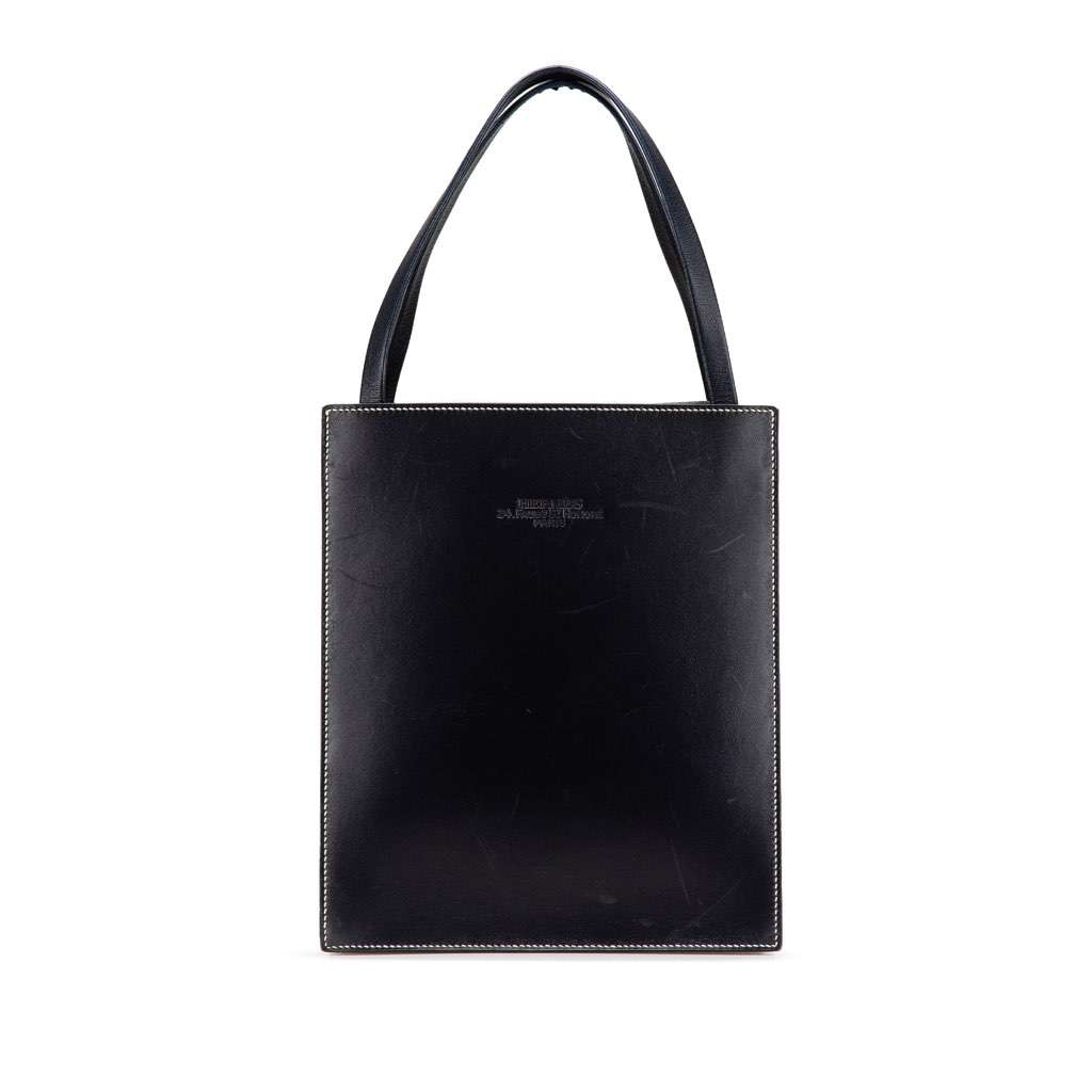 Hermès Box Calf Lucy MM Blue Leather Good condition - Front View