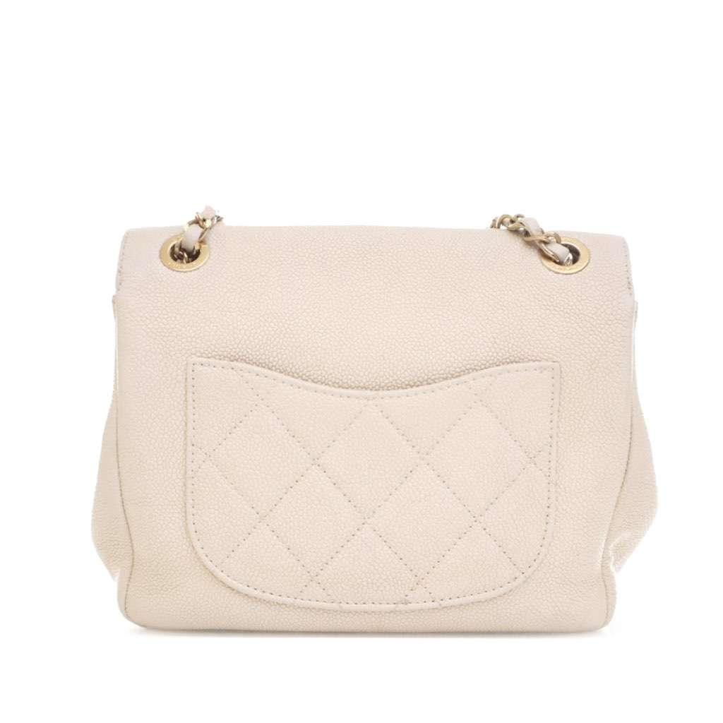 Chanel Caviar Business Affinity Messenger Flap White Leather Very good condition - Back View