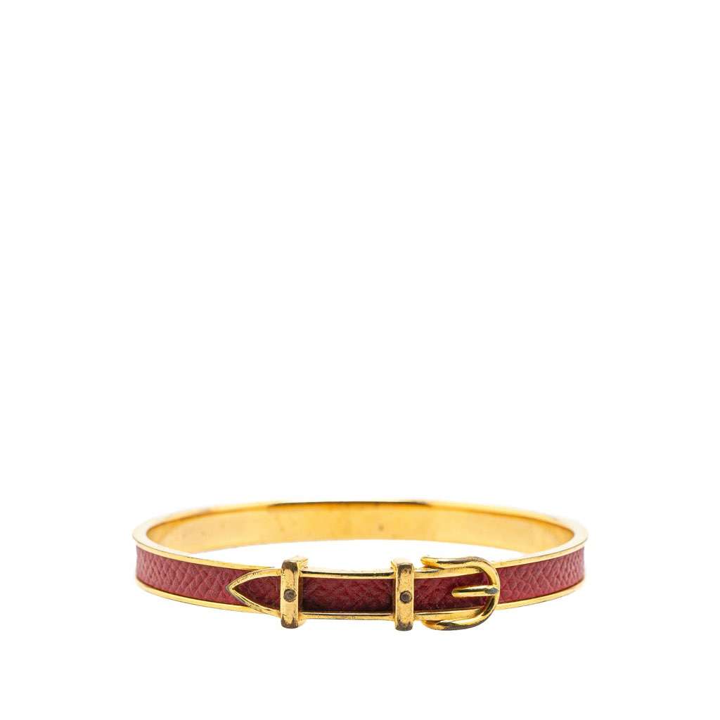 Hermès Epsom Buckle Bracelet Red Leather Good condition - Front View