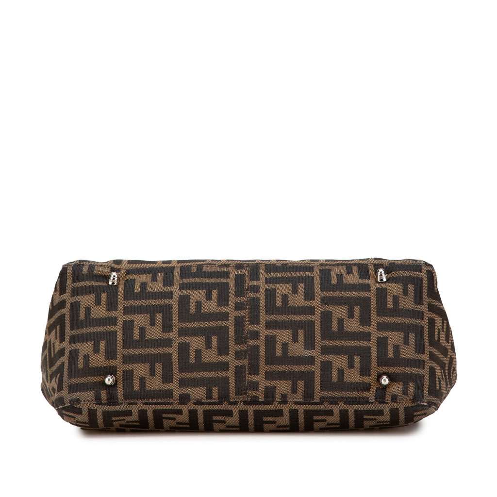 Fendi Small Zucca Canvas Twins Tote Brown Canvas Good - Inside View