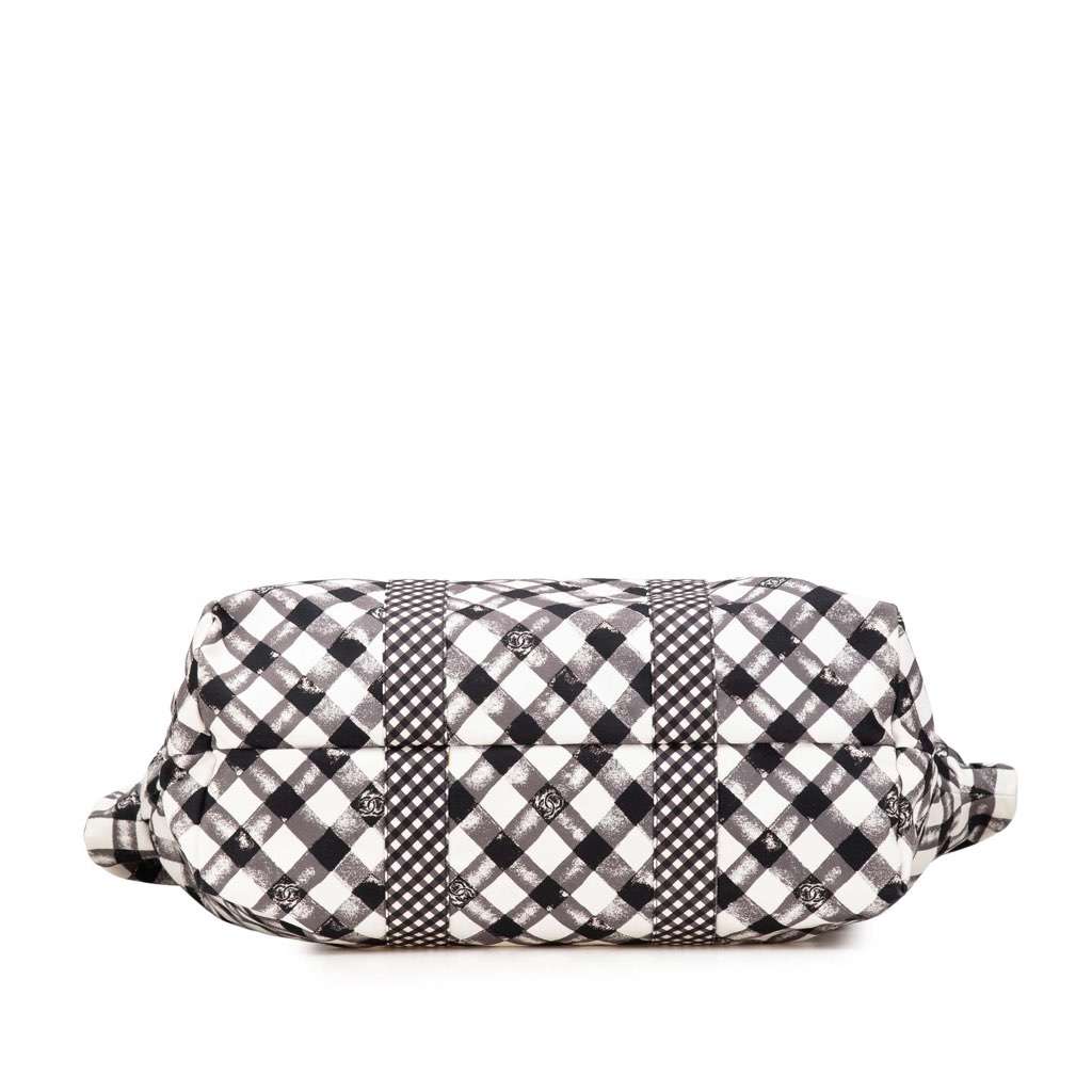 Chanel Printed Canvas Gingham Weekender Tote White Canvas Very good - Inside View
