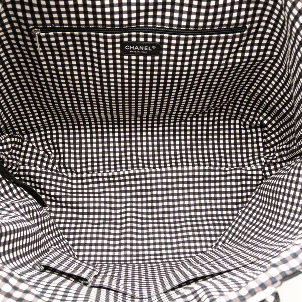 Chanel Printed Canvas Gingham Weekender Tote White Canvas Very good - Model View