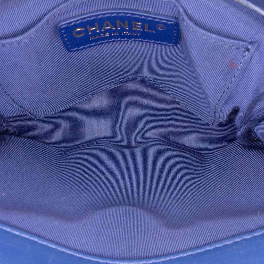 Chanel CC Quilted Calfskin Triple Flap Blue Leather Good - Model View