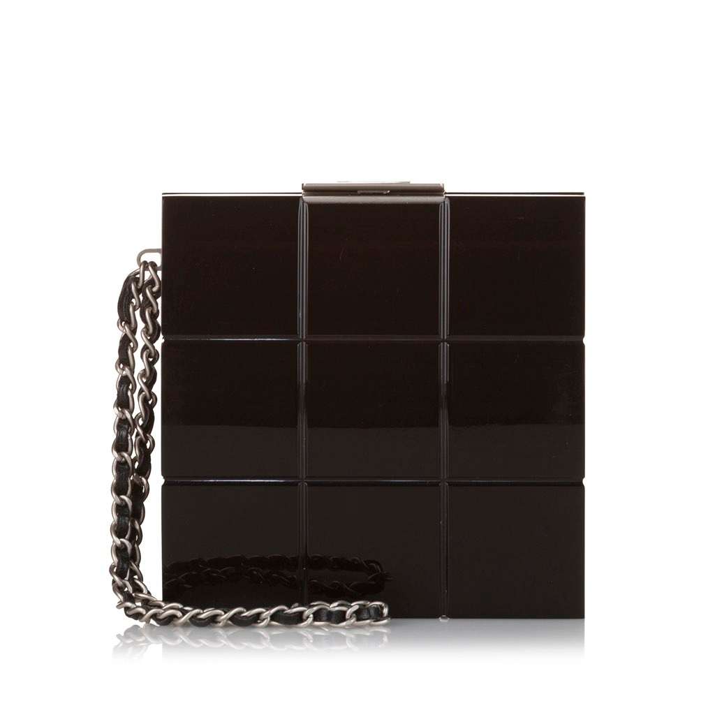 Chanel Choco Bar Lucite Perspex Clutch Black Very good - Front View