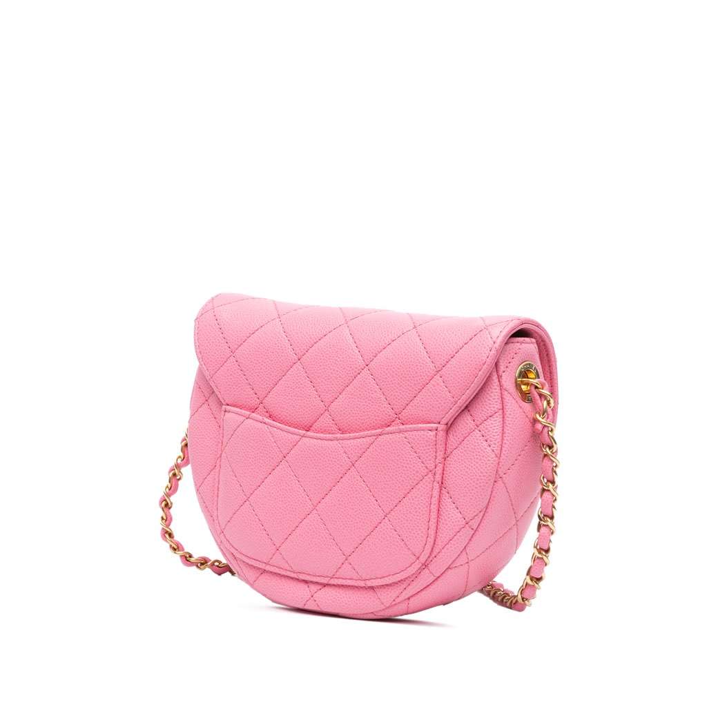 Chanel Mini CC Quilted Caviar Messenger Flap Pink Leather Good - Back View