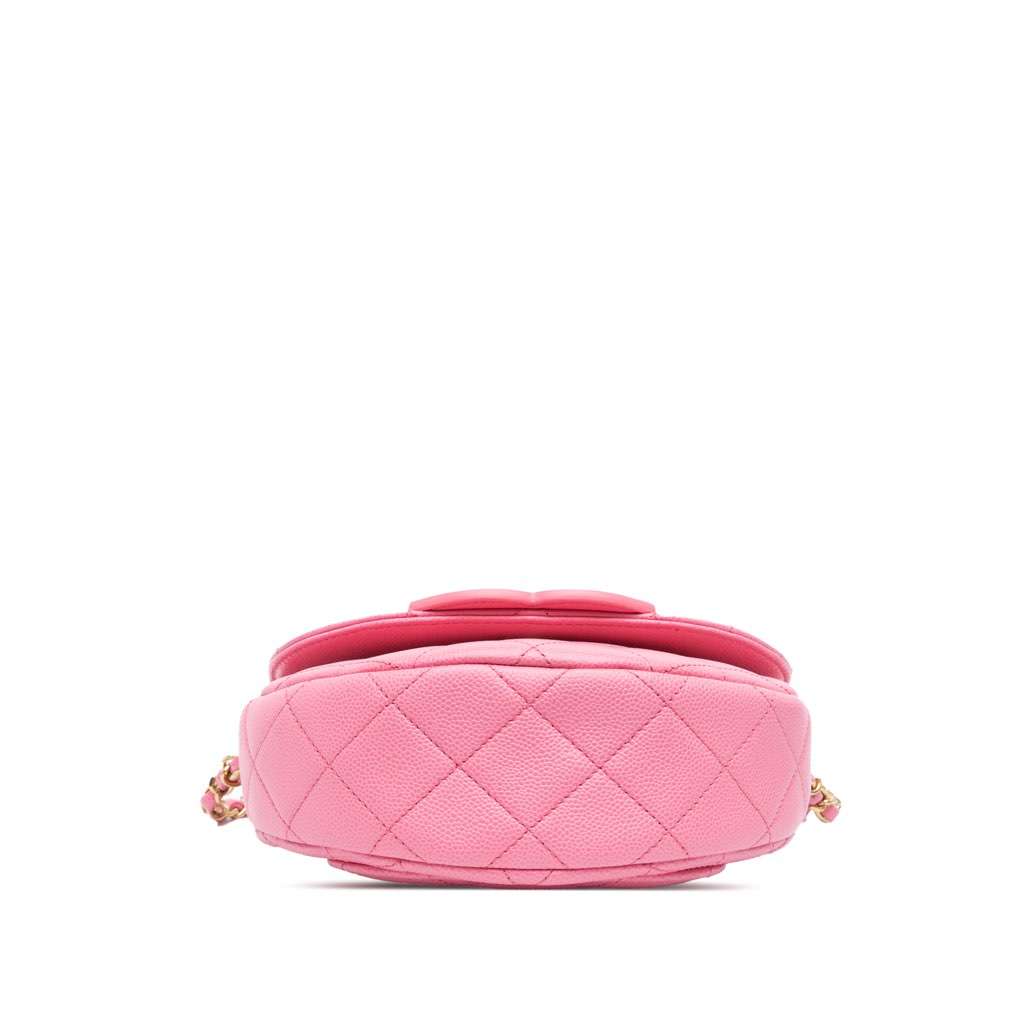 Chanel Mini CC Quilted Caviar Messenger Flap Pink Leather Good - Inside View