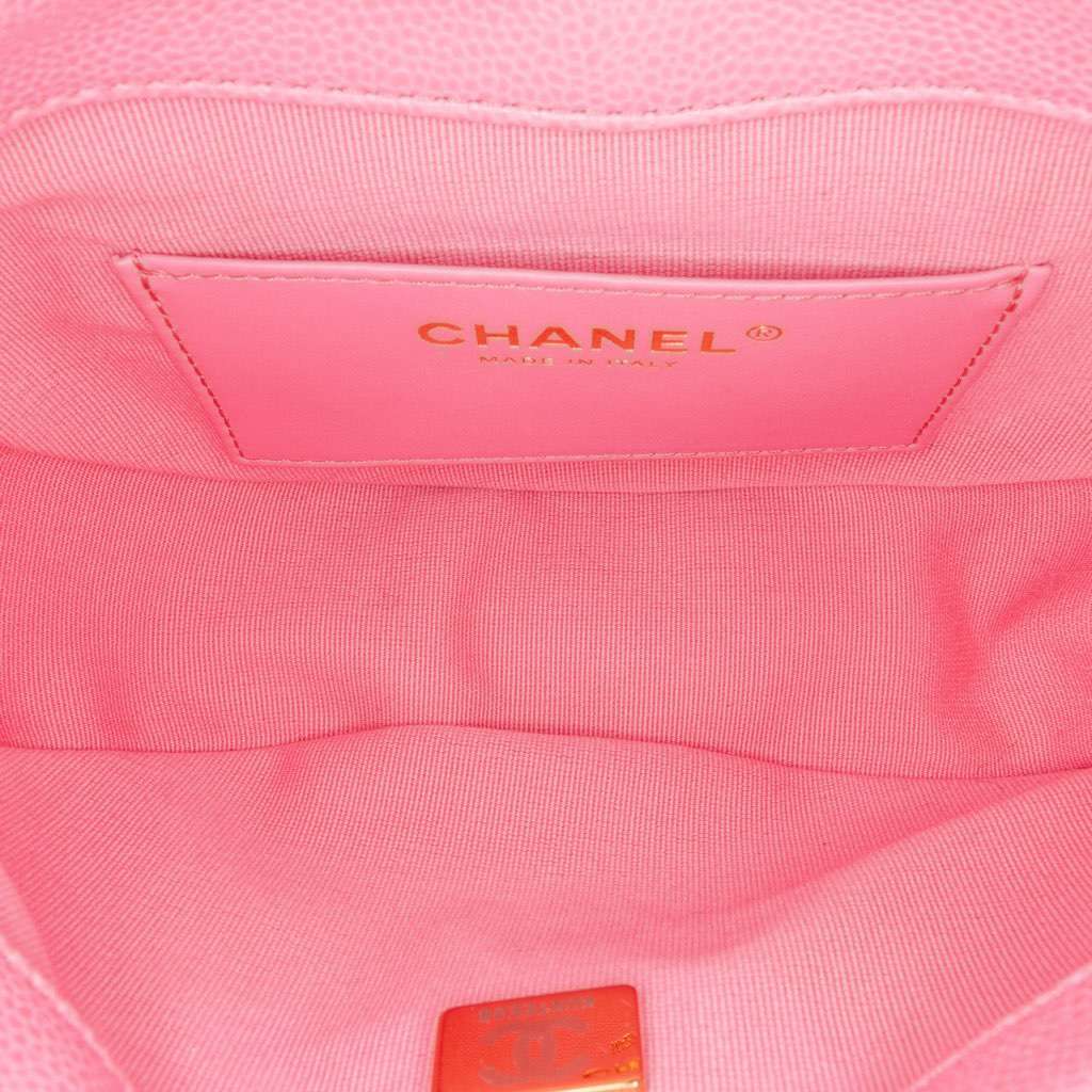 Chanel Mini CC Quilted Caviar Messenger Flap Pink Leather Good - Model View