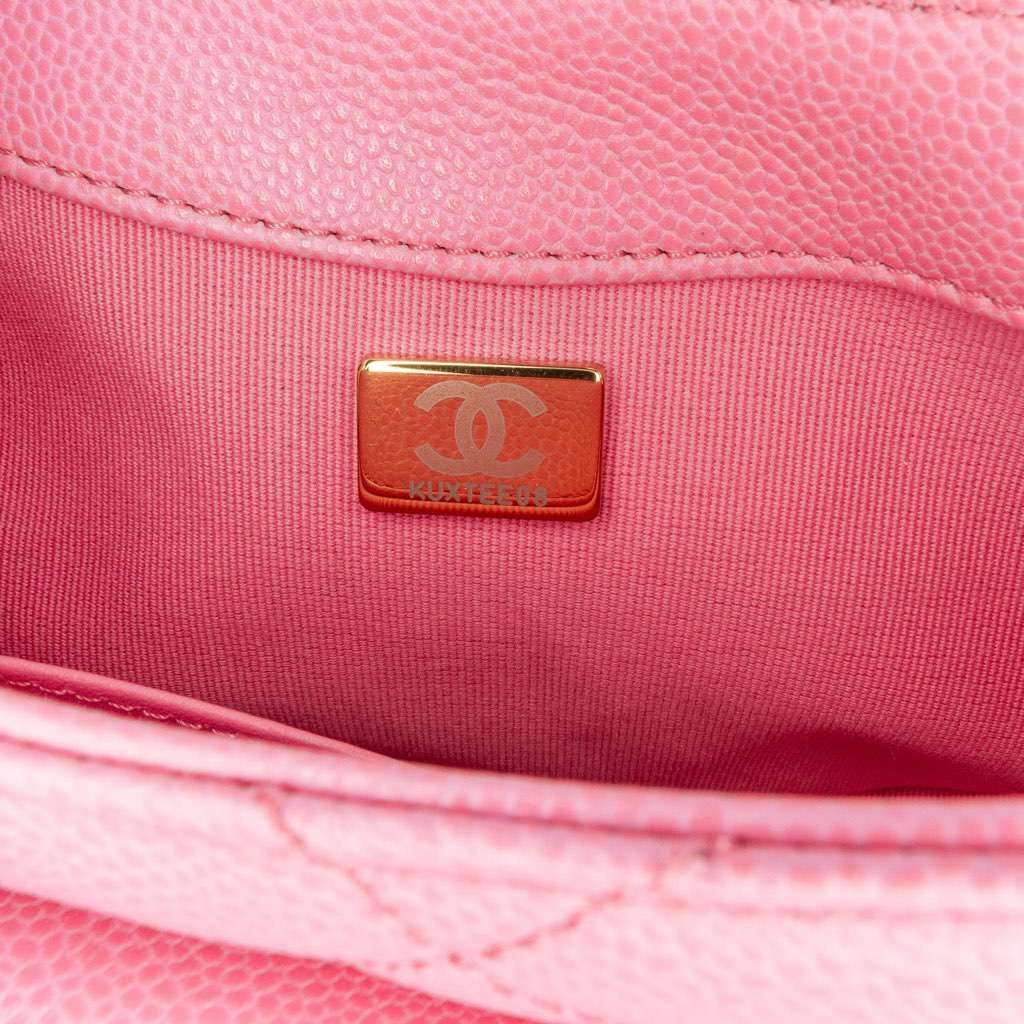 Chanel Mini CC Quilted Caviar Messenger Flap Pink Leather Good - Box View