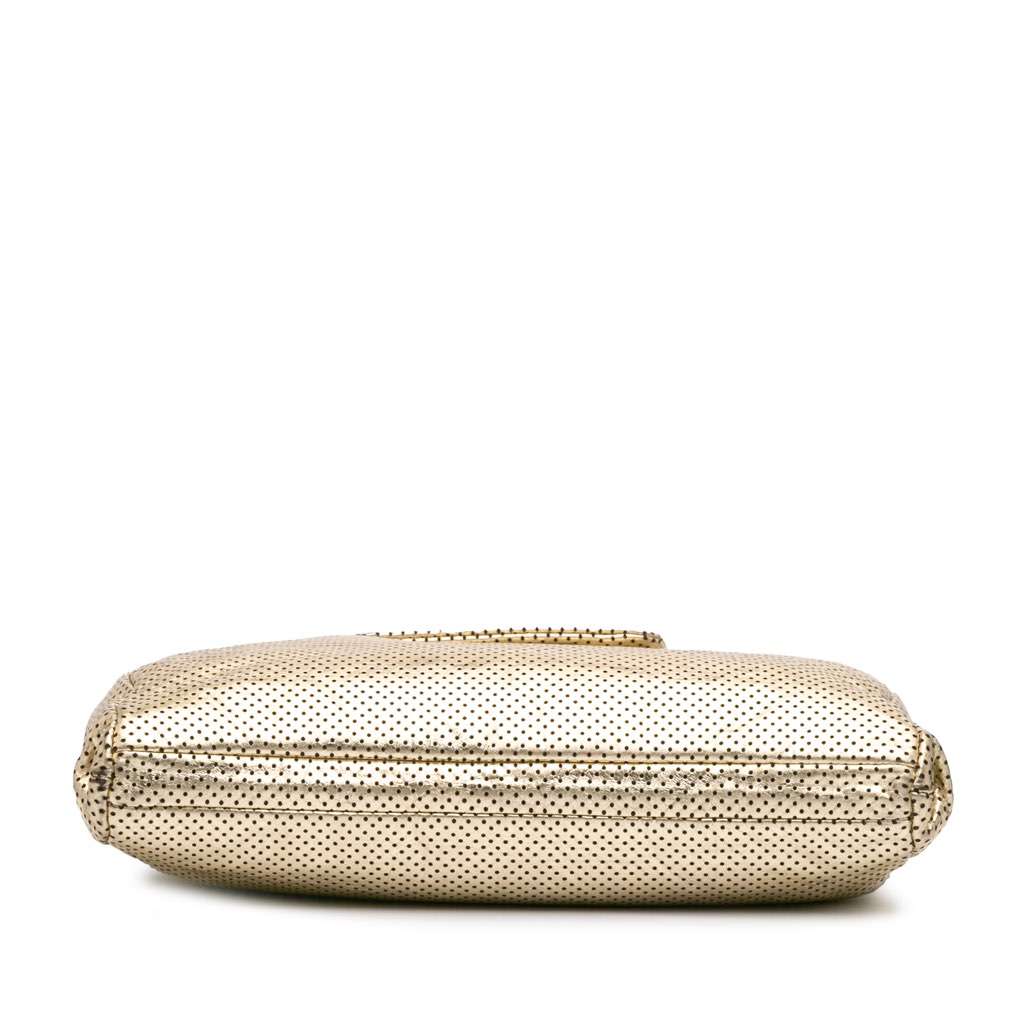 Chanel Perforated Crackled Metallic Calfskin Drill Tote Gold Leather Very good - Inside View