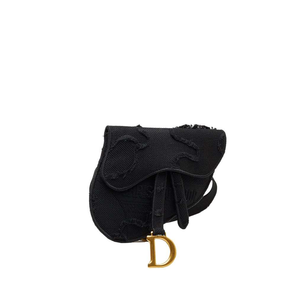 Dior Embroidered Canvas Camouflage Saddle Belt Bag Black Canvas Very good - Back View