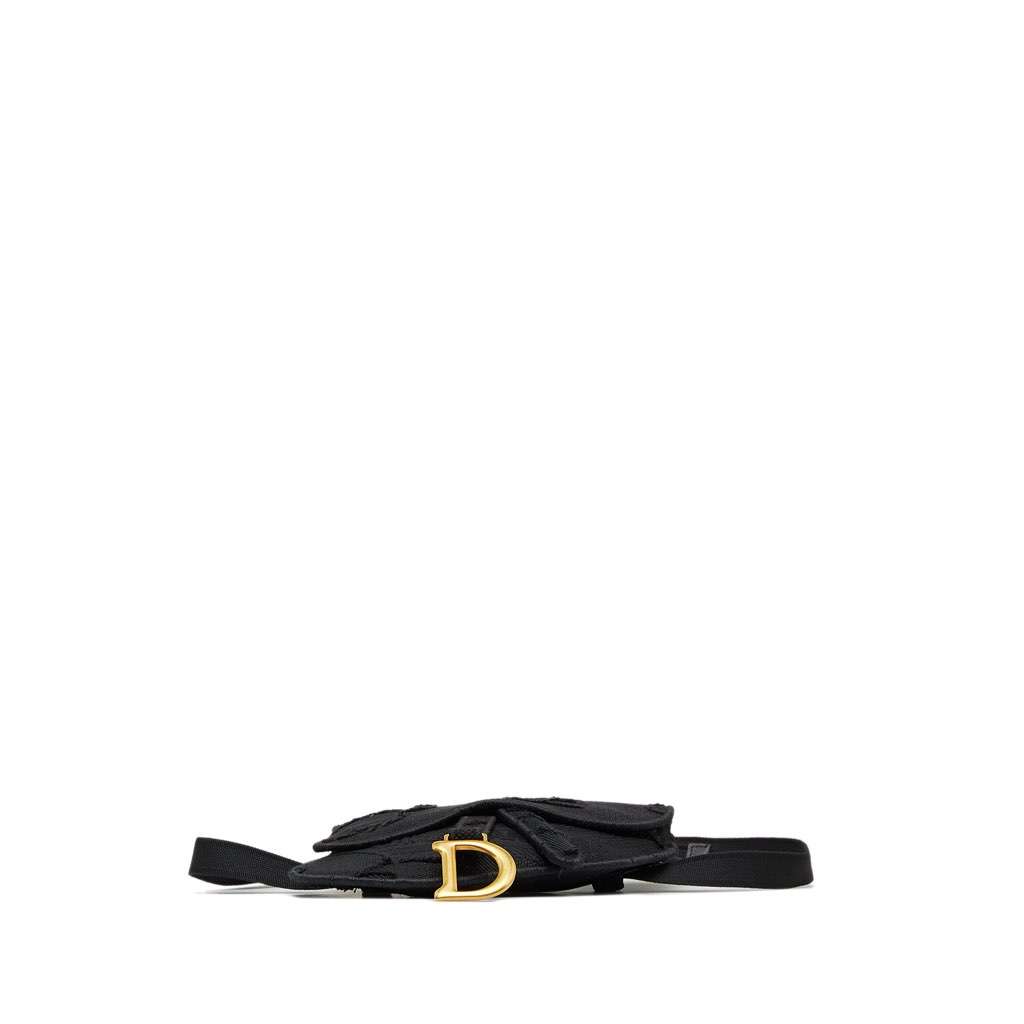 Dior Embroidered Canvas Camouflage Saddle Belt Bag Black Canvas Very good - Model View