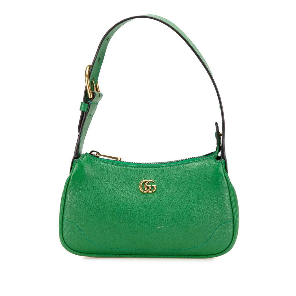 Gucci Mini Leather Aphrodite Shoulder Bag Green Leather Very good - Front View