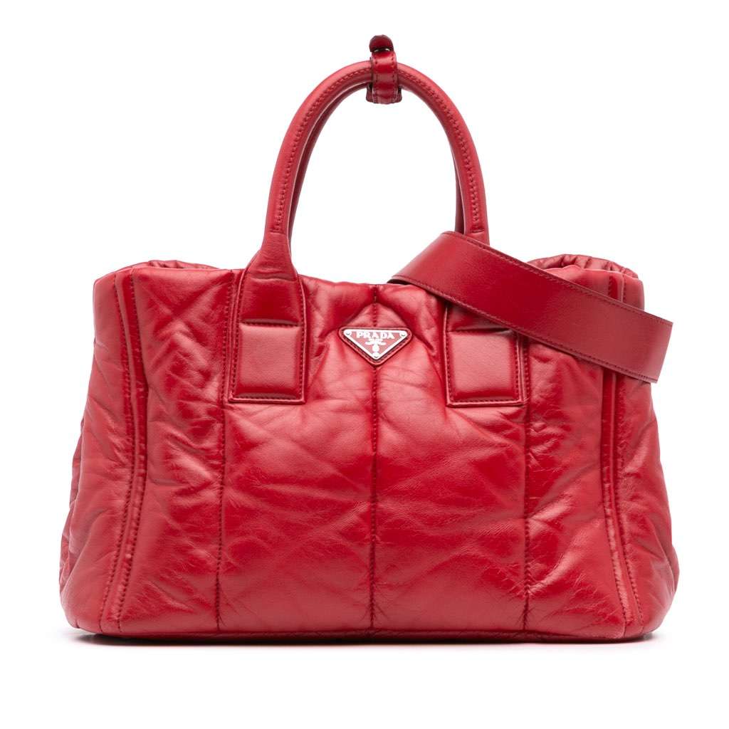 Prada Nappa Bomber Satchel Red Leather Very good - Front View