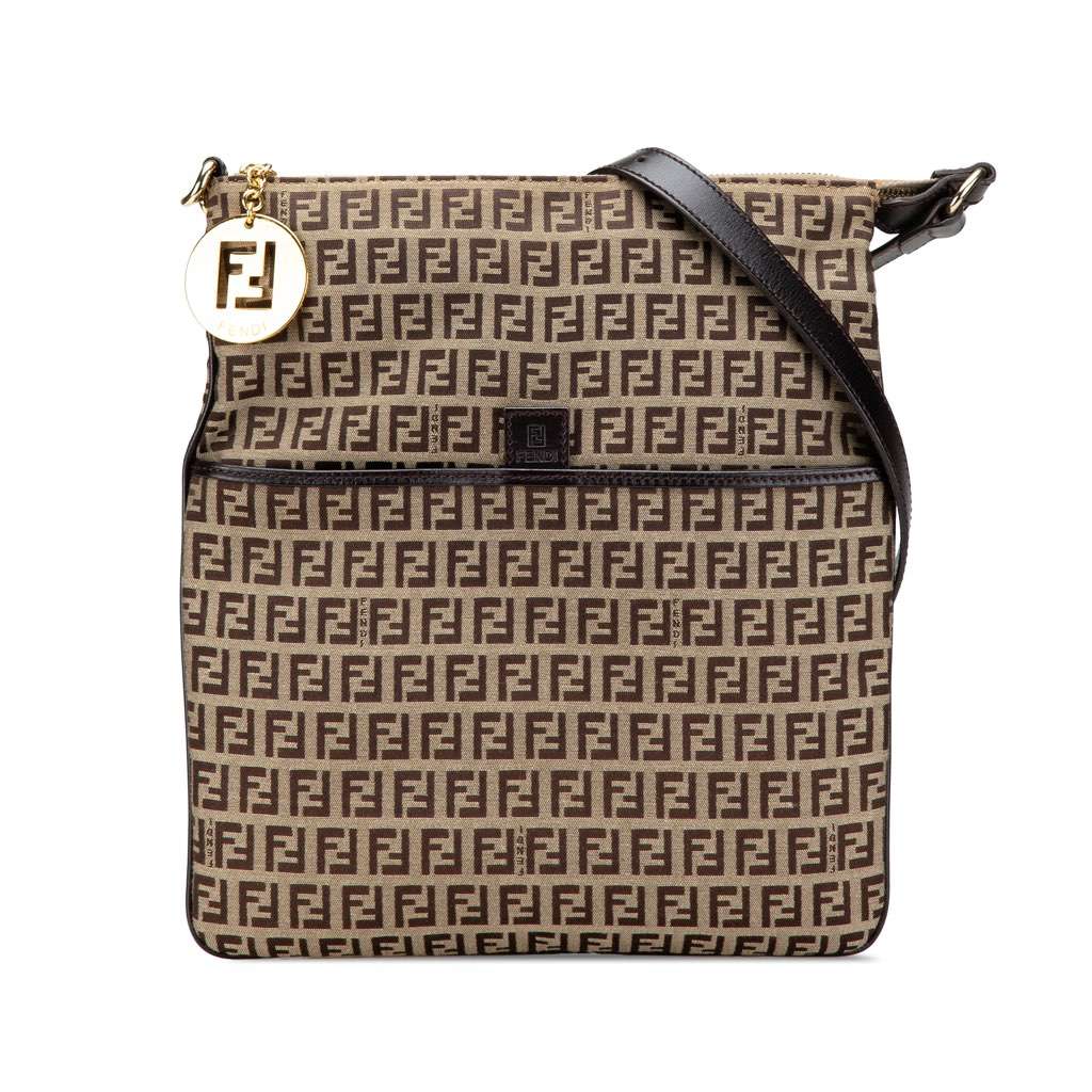Fendi Zucchino Canvas Crossbody Brown Canvas Very good - Front View