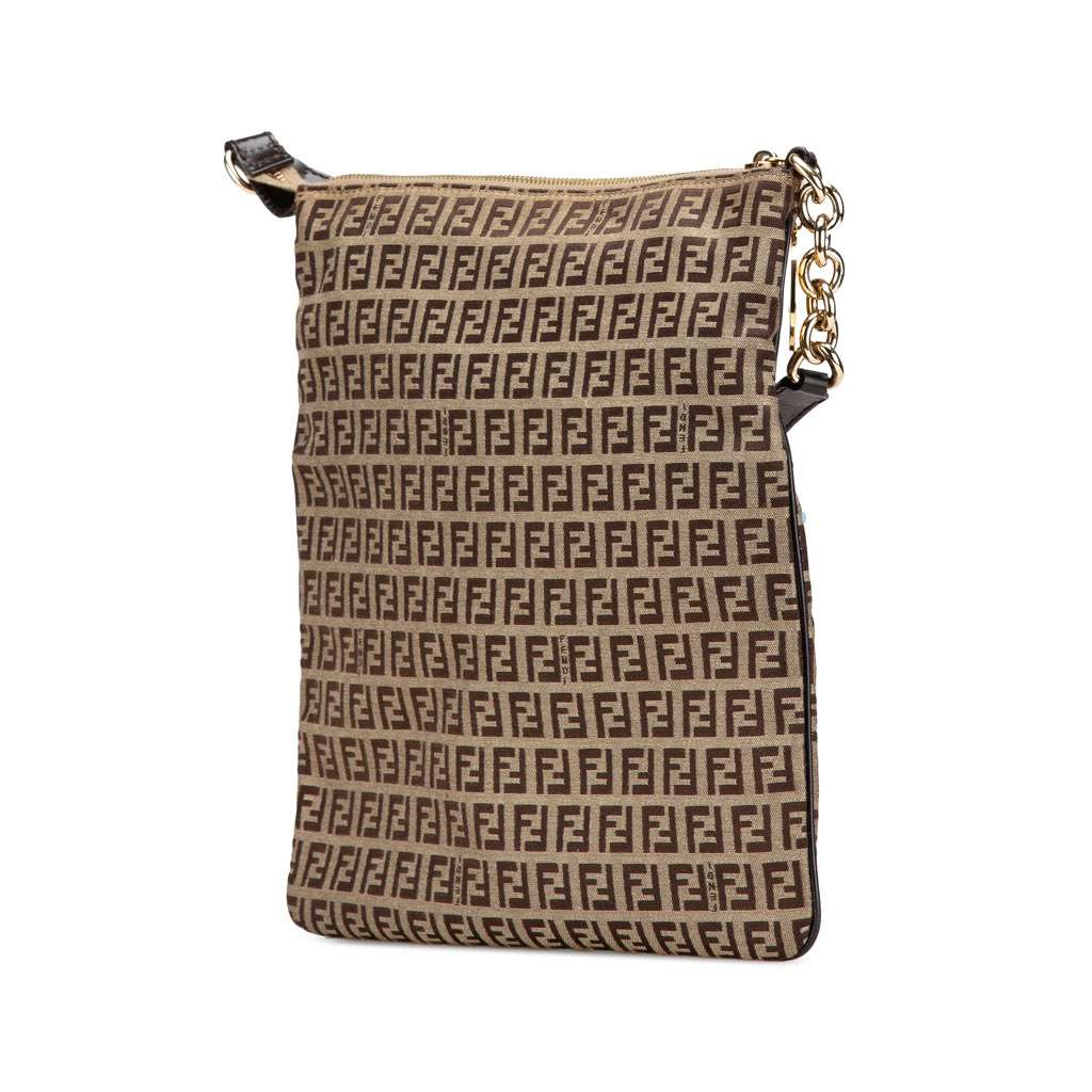 Fendi Zucchino Canvas Crossbody Brown Canvas Very good - Back View