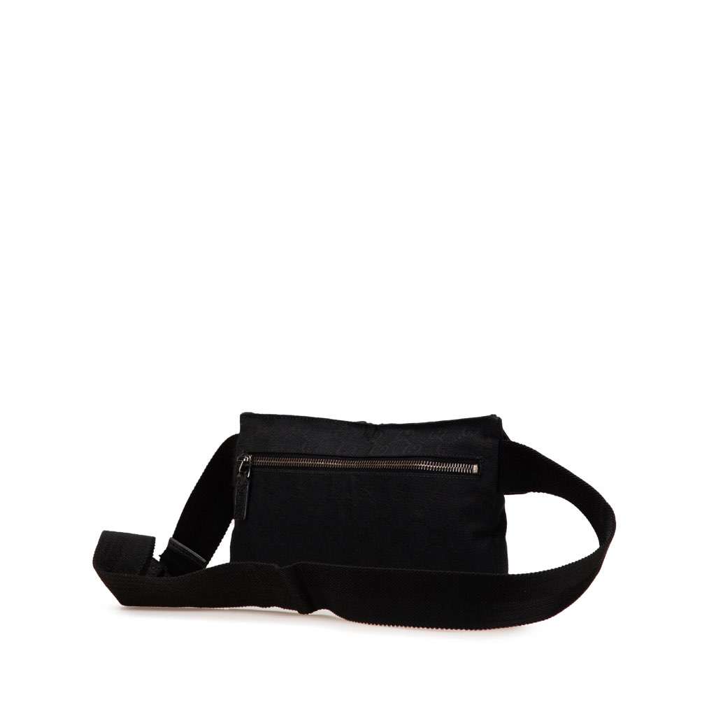 Gucci GG Canvas Double Pocket Belt Bag Black Canvas Very good condition - Back View