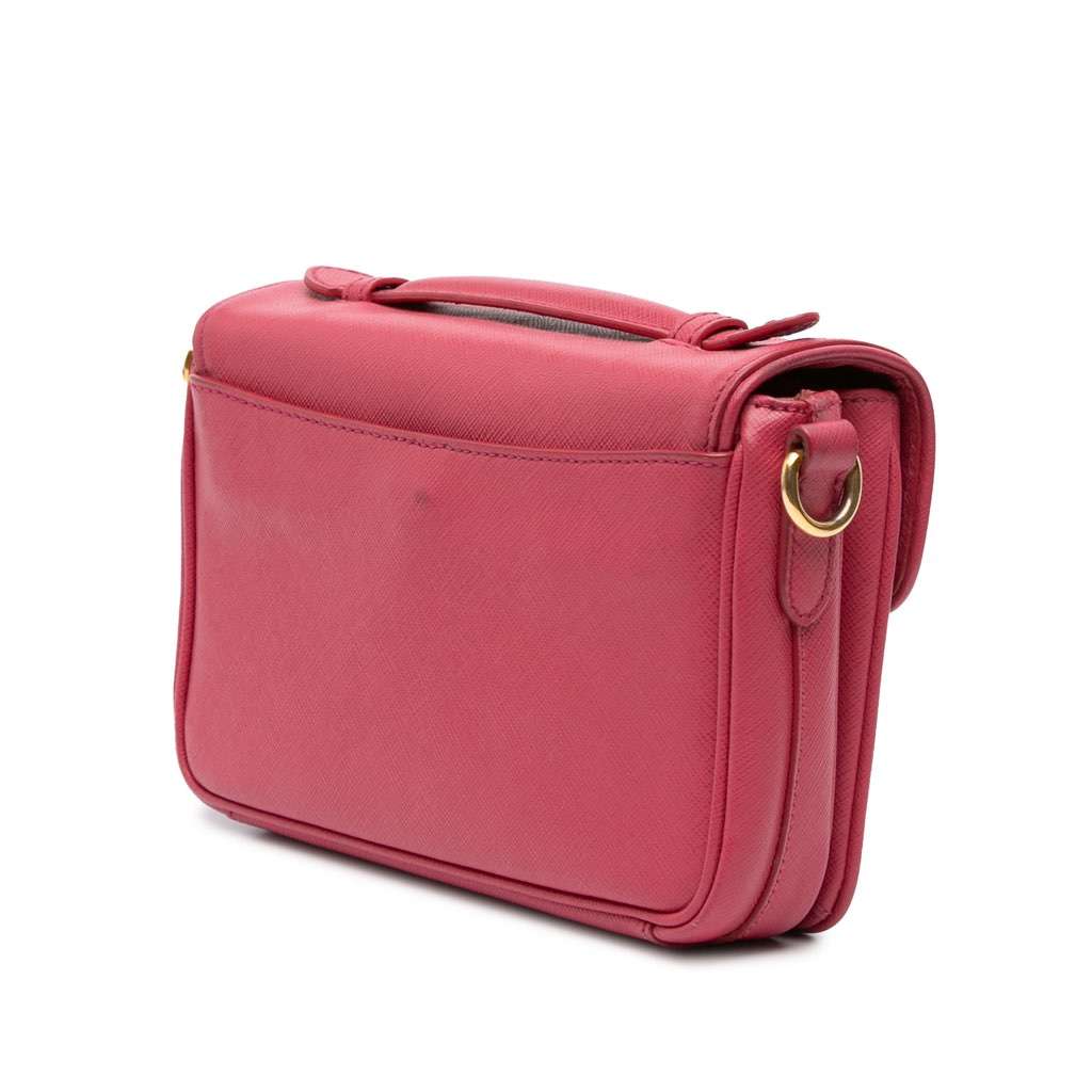 Prada Saffiano Sound Lock Satchel Pink Leather Very good - Back View