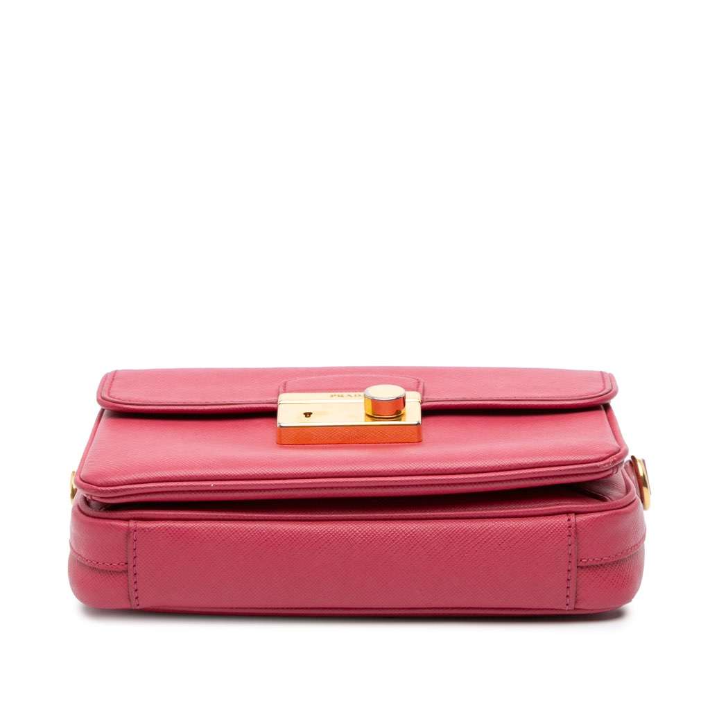 Prada Saffiano Sound Lock Satchel Pink Leather Very good - Inside View