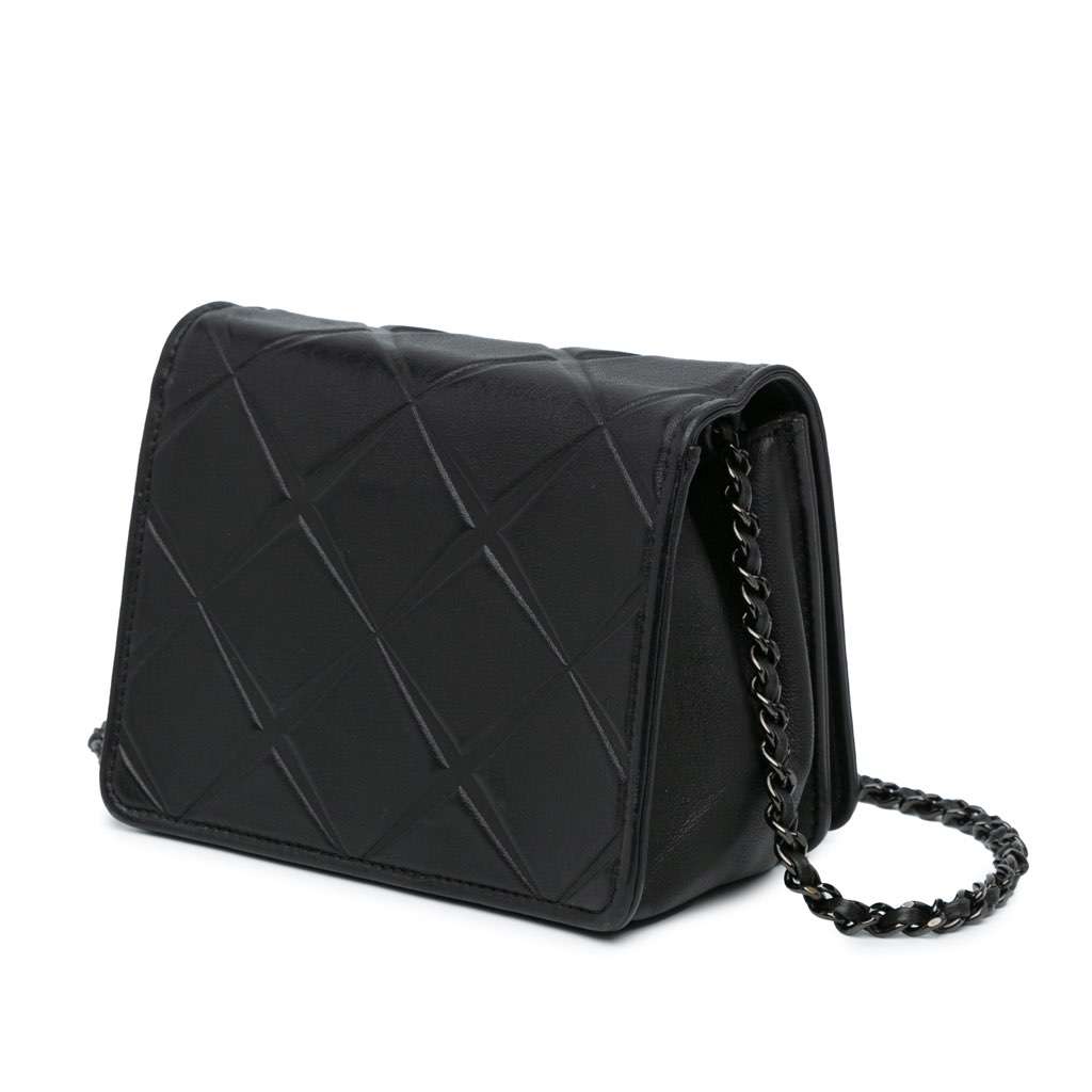 Chanel Mini Calfskin Propeller Flap Black Leather Very good - Back View