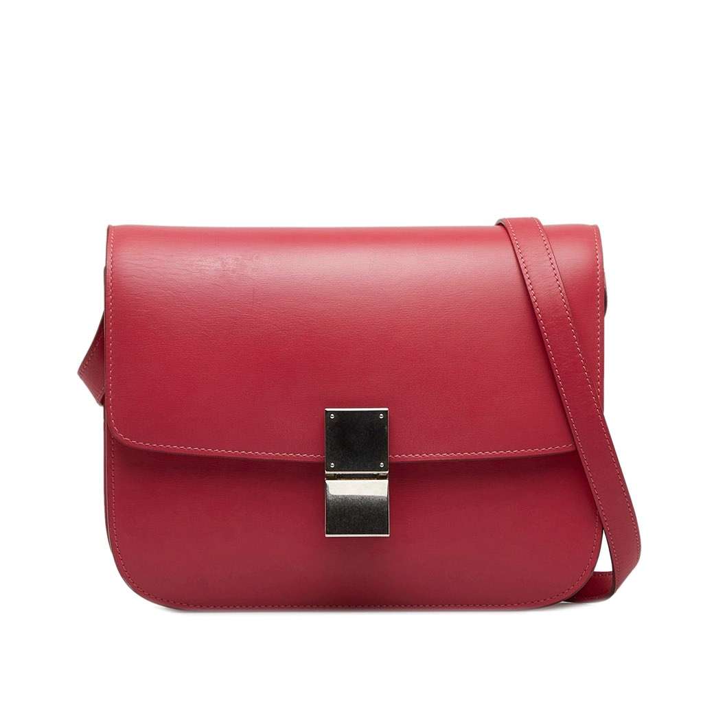 Celine Medium Calfskin Classic Box Pink Leather Very good - Front View