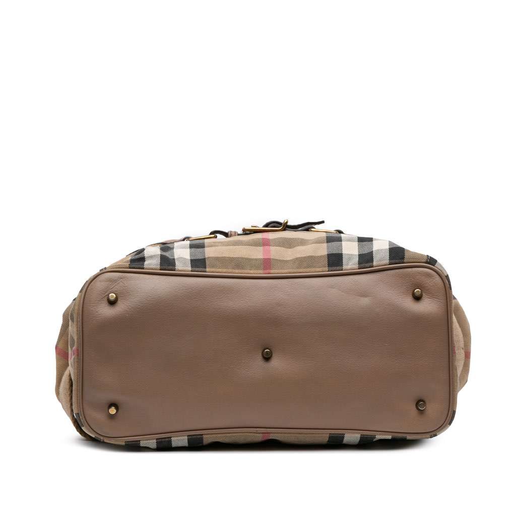 Burberry Large House Check Canvas Aurelia Satchel Brown Canvas Good condition - Inside View