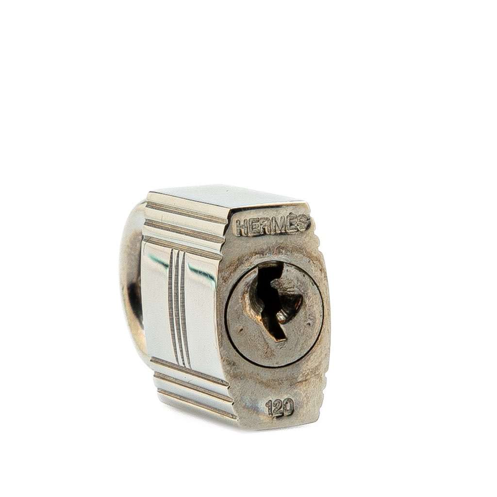 Hermès Palladium Plated Cadena Lock and Key Silver Metal Good condition - Back View