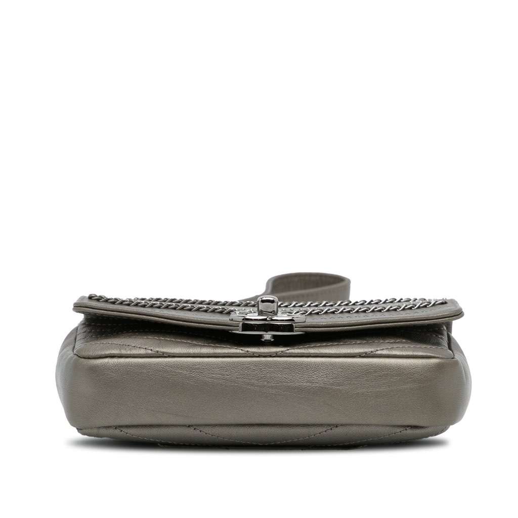 Chanel Mini Embellished Calfskin Chevron Square Envelop Flap Grey Leather Very good - Box View