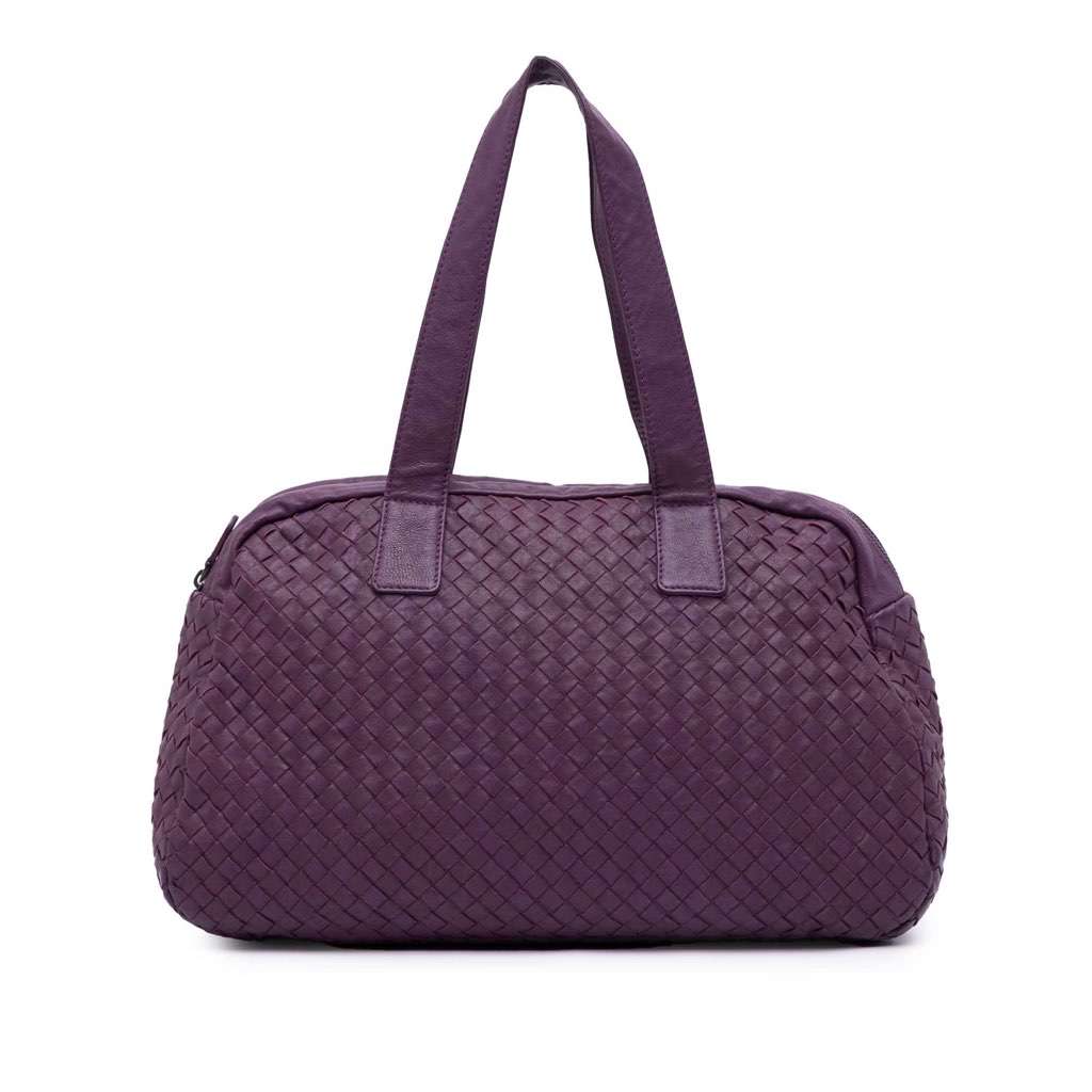 Bottega Veneta Nappa Intrecciato Shoulder Bag Purple Leather Very good - Front View
