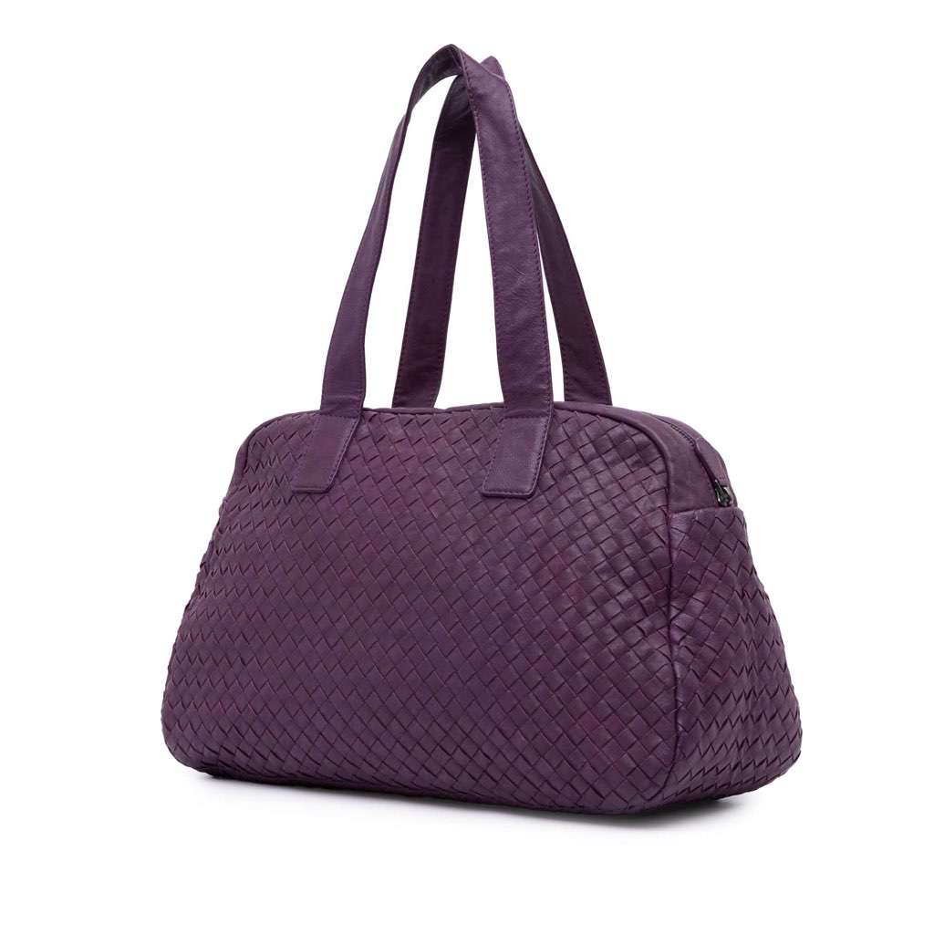 Bottega Veneta Nappa Intrecciato Shoulder Bag Purple Leather Very good - Back View