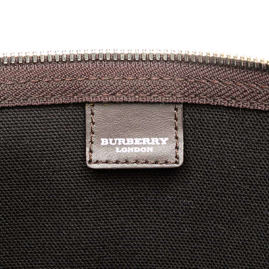 Burberry Tonal Check Coated Canvas Travel Bag Brown Canvas Good - Box View