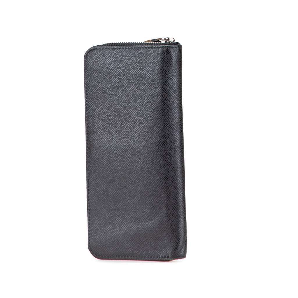 Louis Vuitton Taiga Zippy Vertical Long Wallet Black Leather Good - Back View